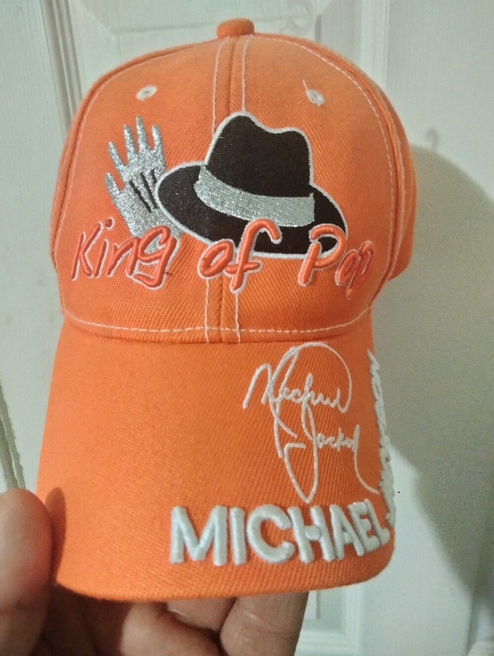 Orange 'King of Pop' Embroidered Baseball Cap